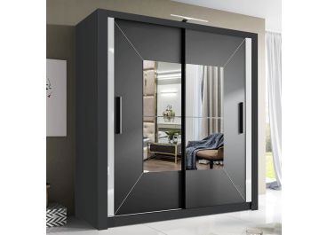 Viking Sliding Wardrobe 2 Door Black Mirrored