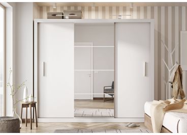 Petra Sliding Wardrobe White + Mirror | 3 Door - 250cm