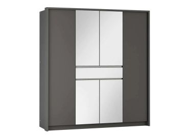 Hermé Wardrobe Grey Graphite with Mirrors & Drawer 200cm