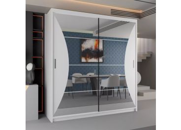 Kurve Sliding Door Mirrored Wardrobe - Black, White, Grey