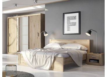 Petra Bedroom Furniture Set - San Remo Oak + Sliding Wardrobe 250cm
