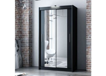 Mirrored Sliding Door Wardrobe Black 120cm