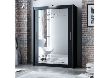 Mirrored Sliding Door Wardrobe Black 180cm