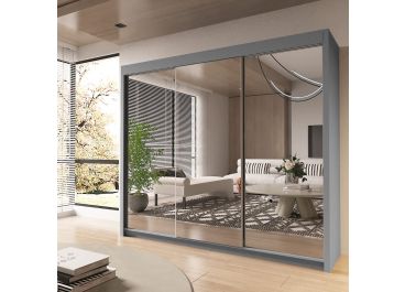 Petra Mirrored Sliding Wardrobe 3 Door Grey 250cm