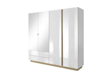 Basel White Wardrobe with Drawers 4 Door 220cm