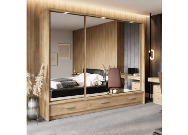 Vision Oak Bedroom Set | 250cm Sliding Door Wardrobe