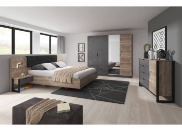 Farmhouse Bedroom Furniture Set Rustic Oak & Grey
