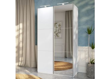 RIGA White Sliding Door Wardrobe with Mirror