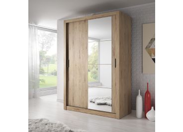 Vision Oak Sliding Door Wardrobe with Mirror 120cm