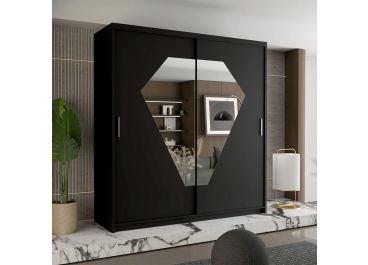 Diamond Sliding Door Wardrobe - White, Black, Grey