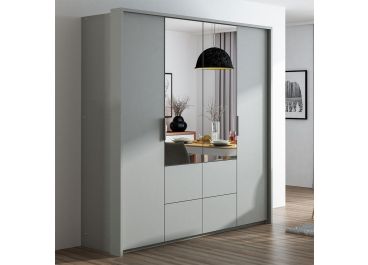 ICON Bi-folding Wardrobe with drawers & Mirrors 2 Door 208cm