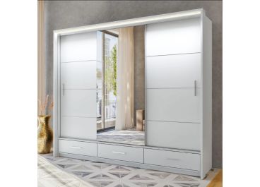 Lenart Sliding Wardrobe White Matt 3 Door 250cm