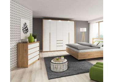 Geneva Bedroom Set in Matt White & Oak