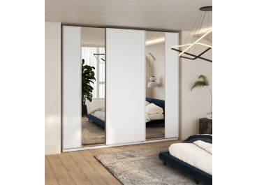 Alaska White Sliding 3 Door Wardrobe with mirrors 250cm