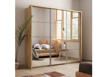Vision Oak Sliding Mirrored 3 Door Wardrobe 240cm