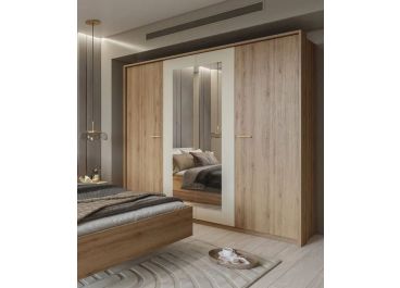 Verona Oak & Beige Wardrobe 4 Door 228cm
