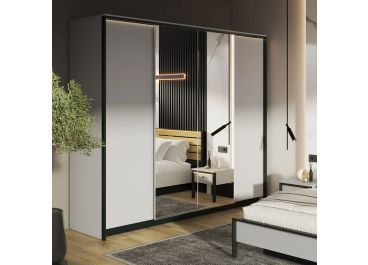 Stella Grey & Black Wardrobe 4 Door 250cm