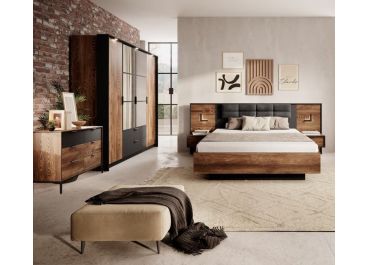London Chestnut Oak & Anthracite Bedroom Furniture Set