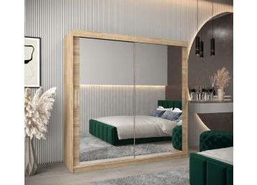Soho Sliding Wardrobe with Drawers OAK Sanoma with Double Mirror 200cm