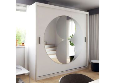Lunar Sliding Door Wardrobe with Mirror - Black, White, Grey