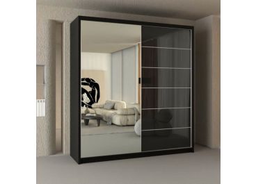 Serenity Black Sliding Wardrobe with Mirror & Gloss Door