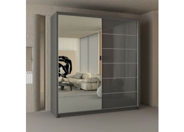 Serenity Grey Sliding Wardrobe with Mirror & Gloss Door