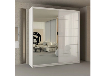 Serenity White Sliding Wardrobe with Mirror & Gloss Door