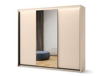 Amalfi Sliding 3 Door Wardrobe Beige & Black 250cm