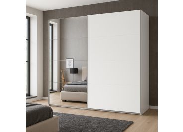 Elegate Sliding Wardrobe White | Mirror | 2 Door | 225cm