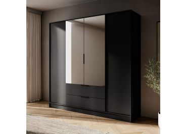 Infinity 4 Door Wardrobe with drawers 206cm | Black