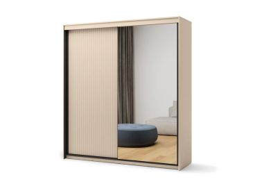 Amalfi Sliding 2 Door Wardrobe Beige & Black 200cm