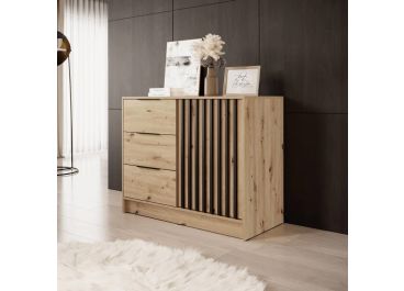 Stripe Oak Chest of Drawers / Sideboard 105cm