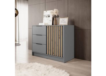 Stripe Grey Chest of Drawers / Sideboard 105cm