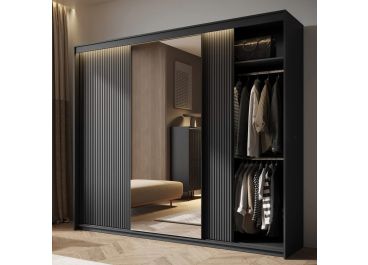 Amalfi Sliding 3 Door Wardrobe Black 250cm