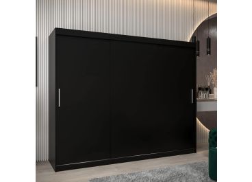 Soho Black 3 door Sliding Wardrobe with Drawers 250cm