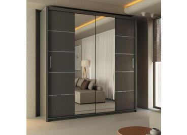 Inverse Sliding Door Wardrobe - Black, White, Grey, Oak