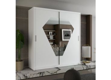 Diamond Sliding Door Wardrobe - White, Black, Grey