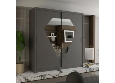 Diamond Sliding Door Wardrobe - White, Black, Grey