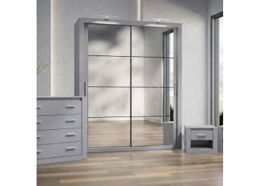 Petra Bedroom Furniture Set Grey + Sliding Wardrobe