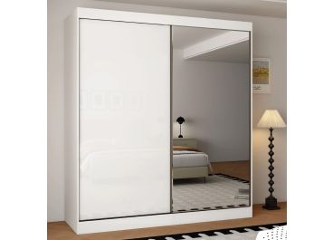 Pearl 2 Door Gloss White Sliding Wardrobe Single Mirror 200cm
