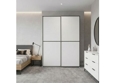 Kross 2 Door Sliding Wardrobe White & Black 135cm/180cm
