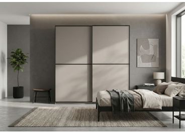 Kross 2 Door Sliding Wardrobe Sahara Grey & Black 135cm/180cm