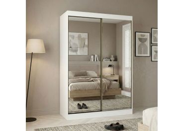 Pearl 2 Door Mirrored Sliding Wardrobe White 100cm/150cm/200cm