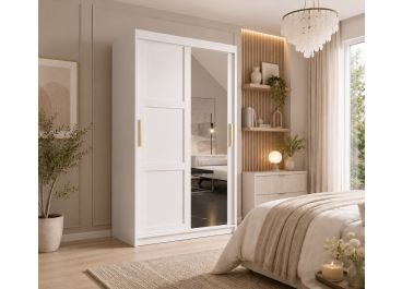 Hampton Shaker Sliding Mirror Wardrobe 2 Door White