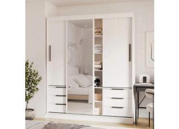 Malta 3 Door Sliding Wardrobe with Drawers 180cm | White