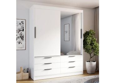 Malta 2 Door Sliding Wardrobe with Drawers 170cm | White