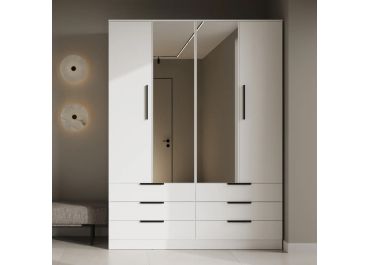 Malta 2 Door Hinged Wardrobe with Drawers 170cm | White