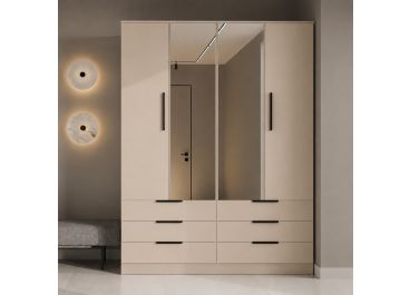 Malta 2 Door Hinged Wardrobe with Drawers 170cm | Beige