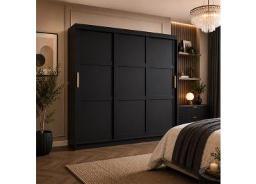 Hampton Shaker Black Sliding Wardrobe 3 Door 250cm