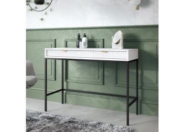 Ripple Dressing Table White Vanity Unit with Fluted Drawers